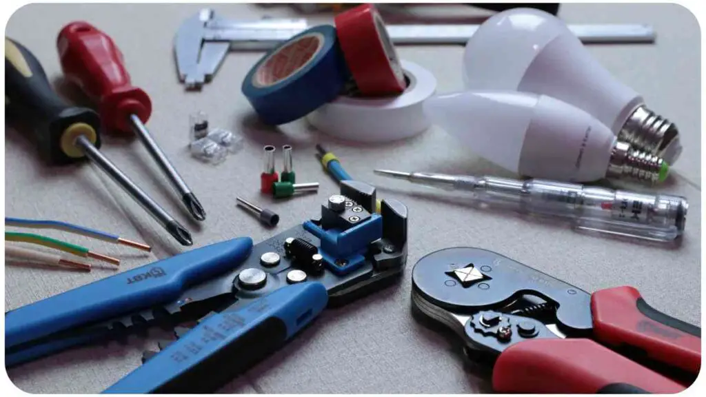 various electrical tools laid out on a table