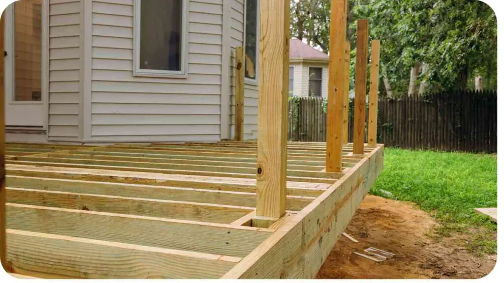a wooden deck is being built in front of a house