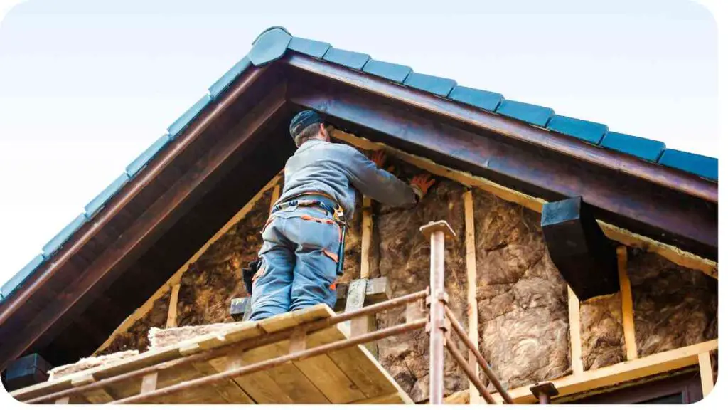 a person is working on the roof of a house