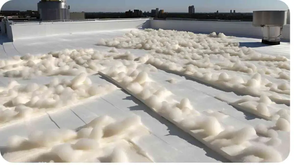 foam insulation on the roof of a building
