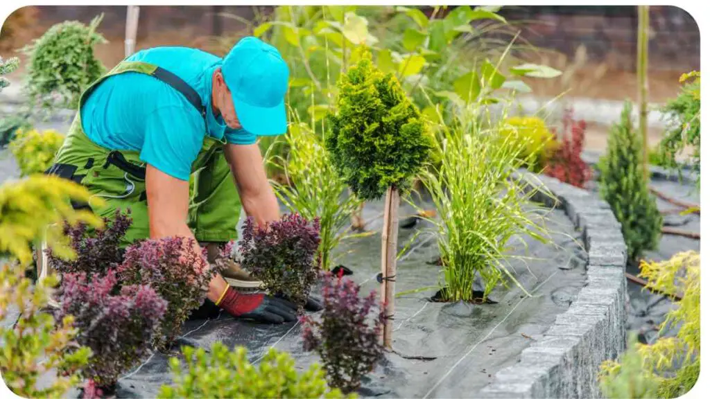 a person is working in a garden with plants